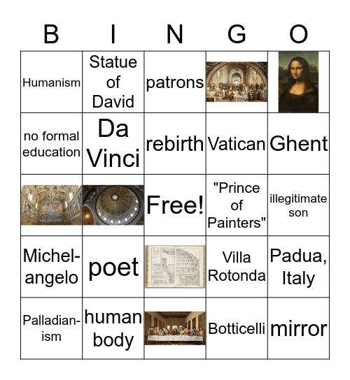 Renaissance Art Bingo Card