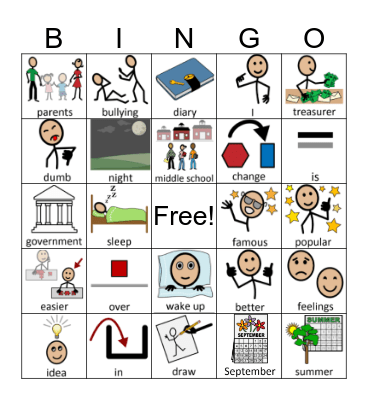 Wimpy Kid Chapter 1 Bingo Card