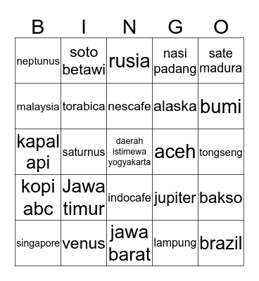 DIRAAA Bingo Card