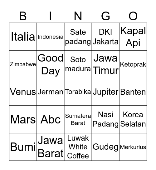 BINGO BERSAMA MARSHYA Bingo Card