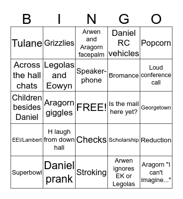 Lord of the Liens 2 Bingo Card