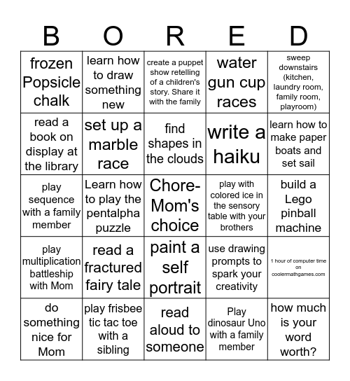 Addia Bingo Card