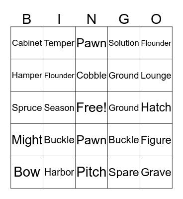 Multiple Meaning Words Bingo Card