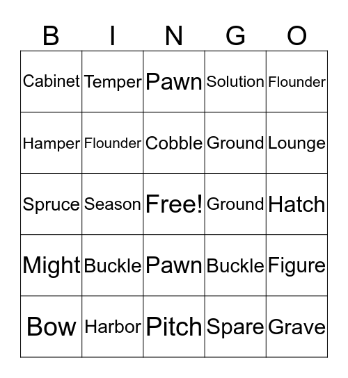 Multiple Meaning Words Bingo Card