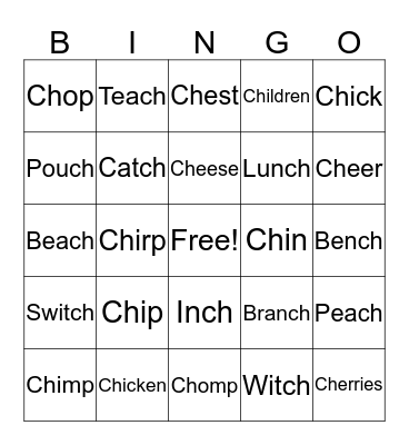 CH WORDS BINGO! Bingo Card