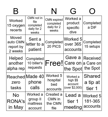 June Alpha Rep Bingo Card