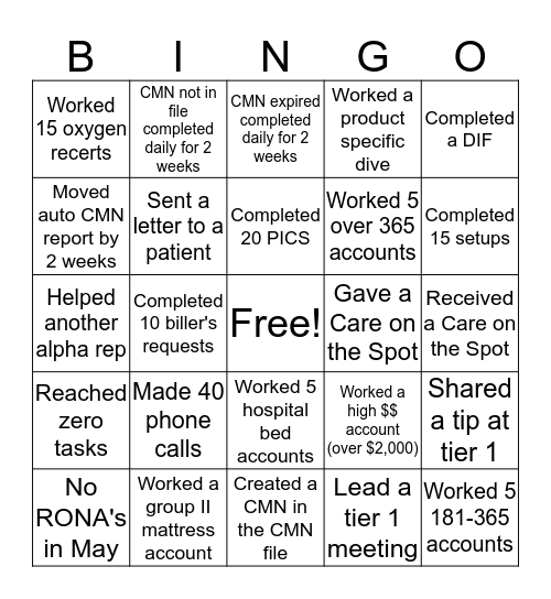 June Alpha Rep Bingo Card