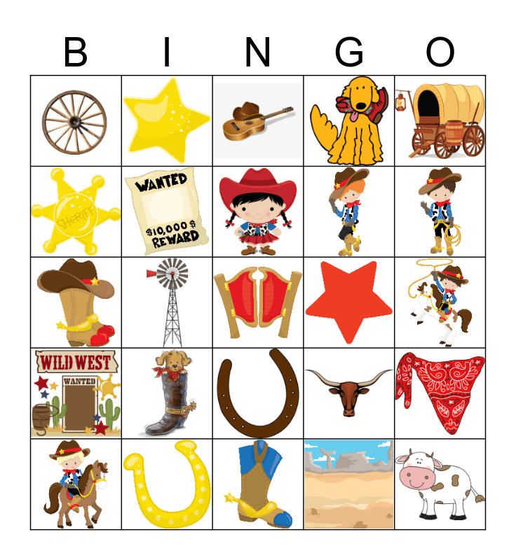 Cowboy Bingo Card