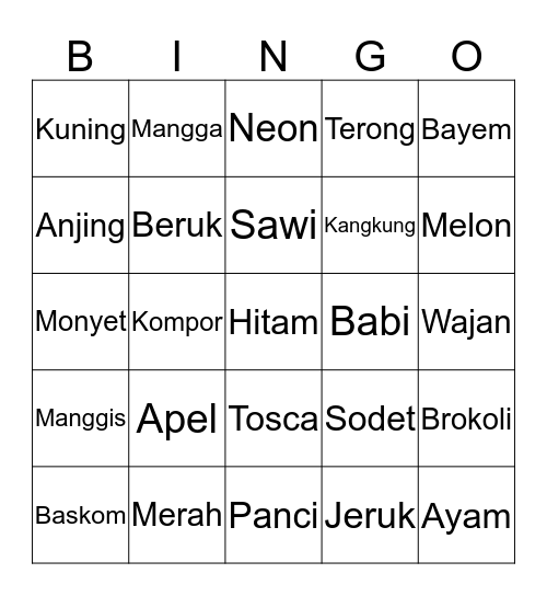 Butet Bingo Card