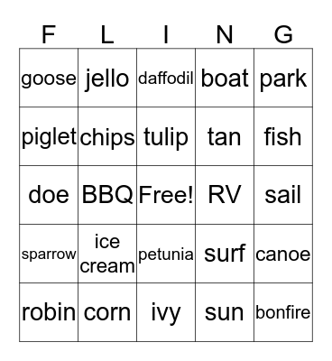 SPRING FLING Bingo Card