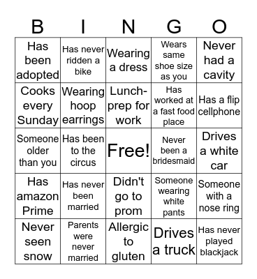 Find the Guest Bingo Card
