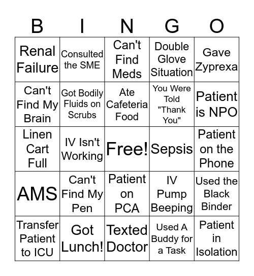 NURSE BINGO Card