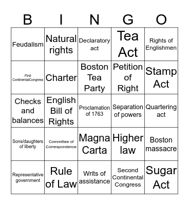 We the People Chapters 6 & 7 Bingo Card