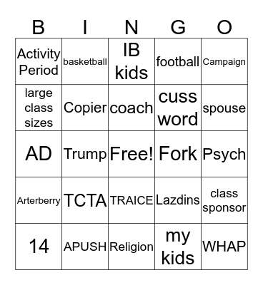 BTW Social Studies BINGO Card