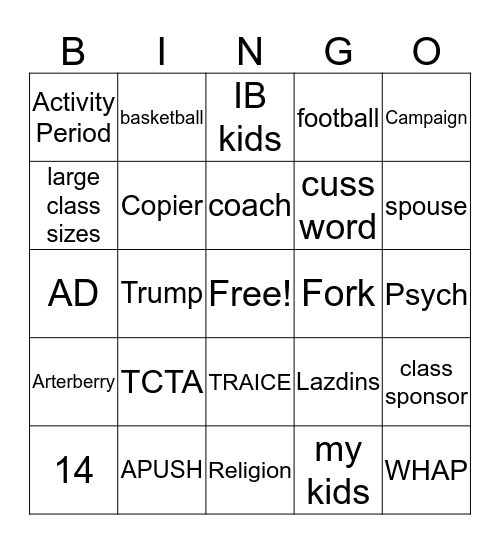 BTW Social Studies BINGO Card