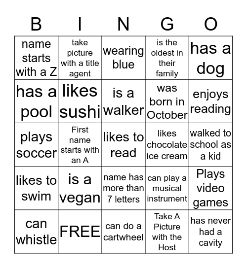 Social Bingo Card