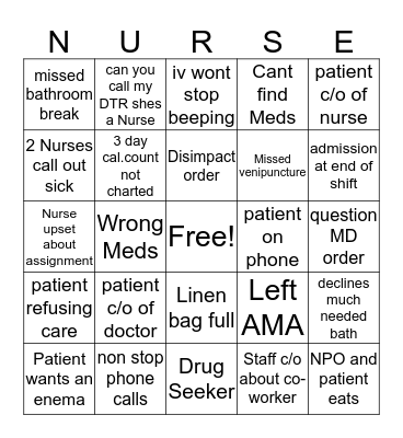 Nurses Week Bingo Card