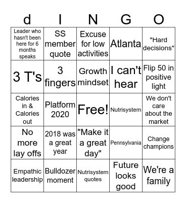 dINGO Bingo Card