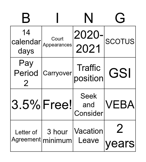 BPOA Bingo Card