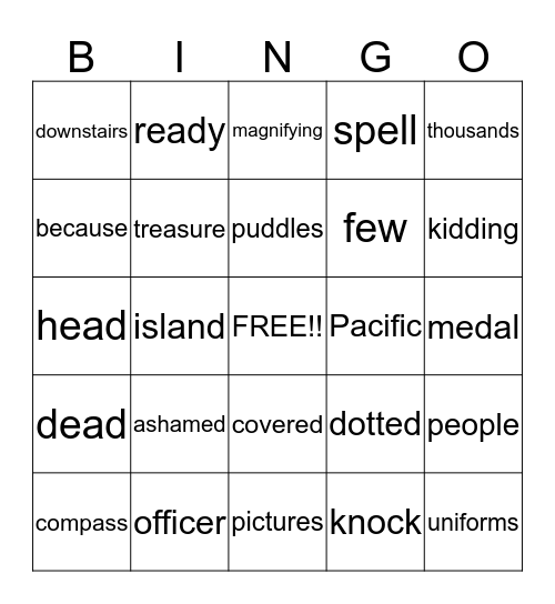 8th Grade AM BINGO Card