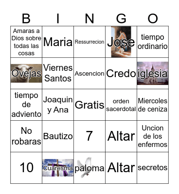 Mi Primera Comunion Bingo Card