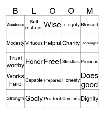 Brunch Bingo Card