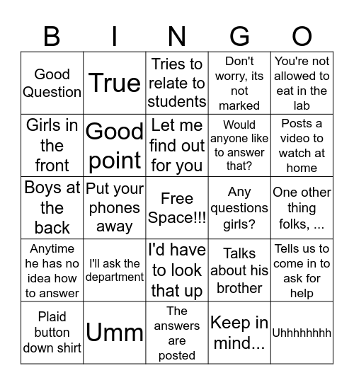Wassik Bingo Card