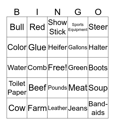 Beef Bingo Card