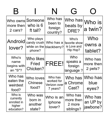 CLT ICE BREAKER Bingo Card