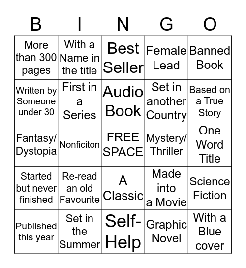 Book Bingo Card