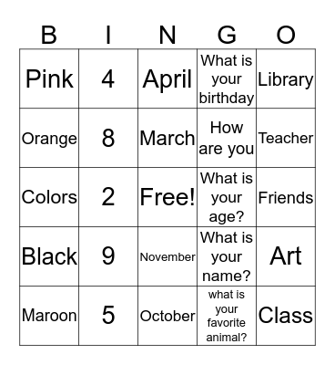 ASL BINGO Card