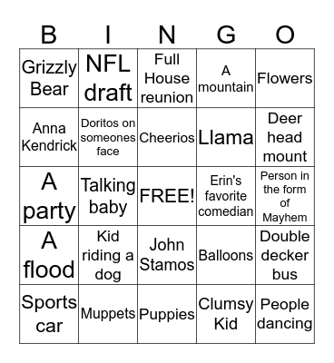 Super Bowl Bingo! Bingo Card