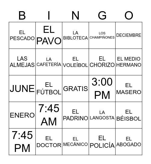 BEVO BINGO Card