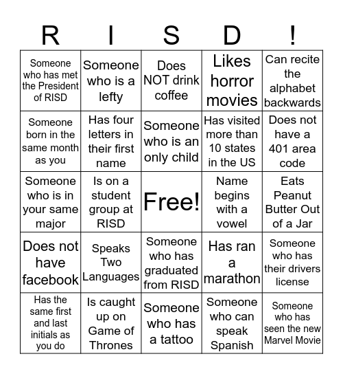 Thrive Bingo Card