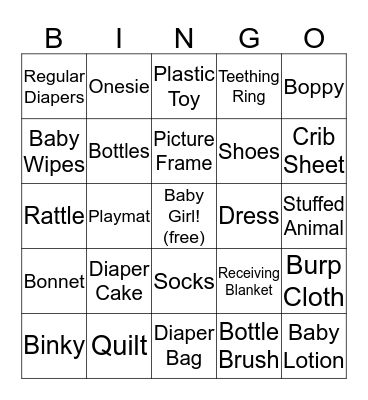 Katie's Baby Bingo! Bingo Card