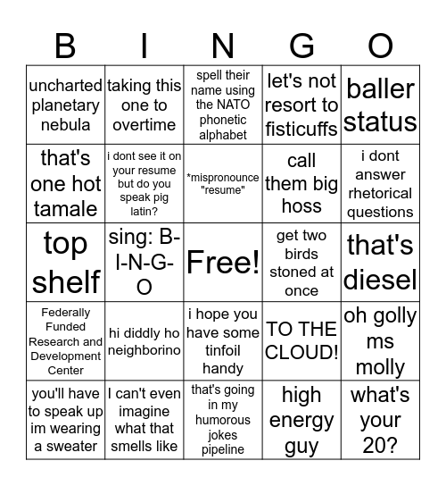 Recruiter Bingo Card