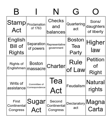 We the People Chapters 6 & 7 Bingo Card