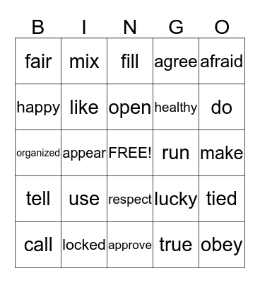 PREFIX BINGO Card