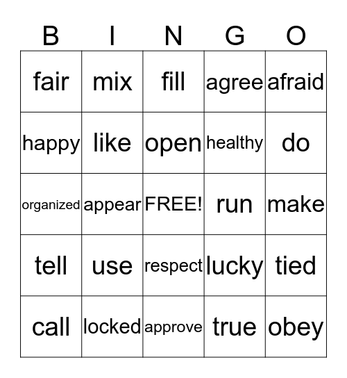 PREFIX BINGO Card