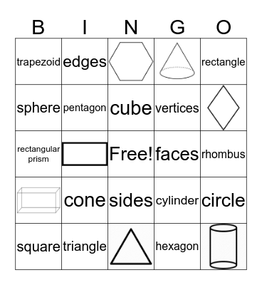 2D and 3D shapes Bingo Card