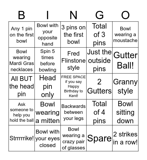 Bowl-a-Bingo Card