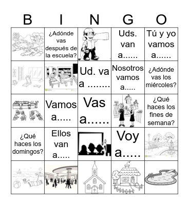 ¿Adónde vas? Bingo Card
