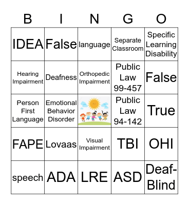 SED 101 Bingo Card