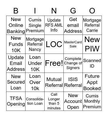 Call Blitz Bingo Card