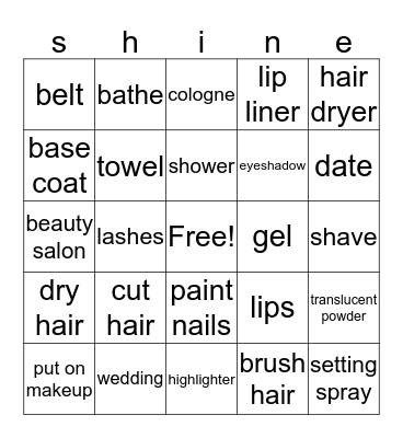 Beauty Bingo Card