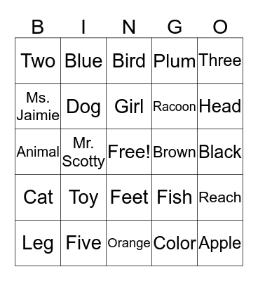 REACH AfterCare Bingo Card