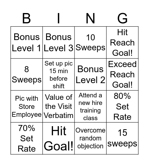 Retail Bingo Card