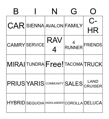 DeLuca Bingo Card