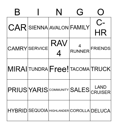 DeLuca Bingo Card