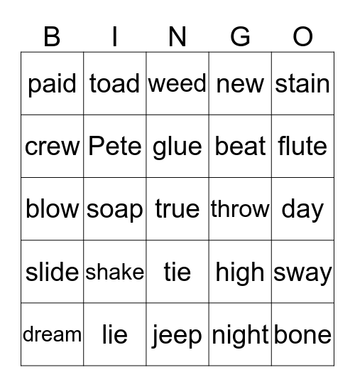 Vowel Team Bingo Card